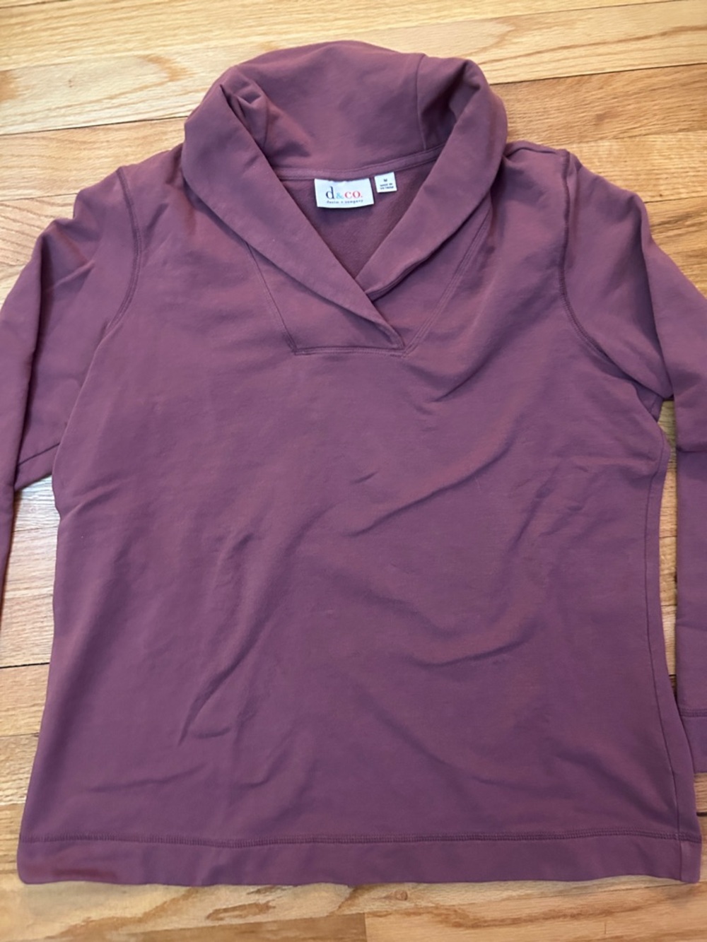 Denim & Company Shawl Collar Long Sleeve Top - Mauve Plum